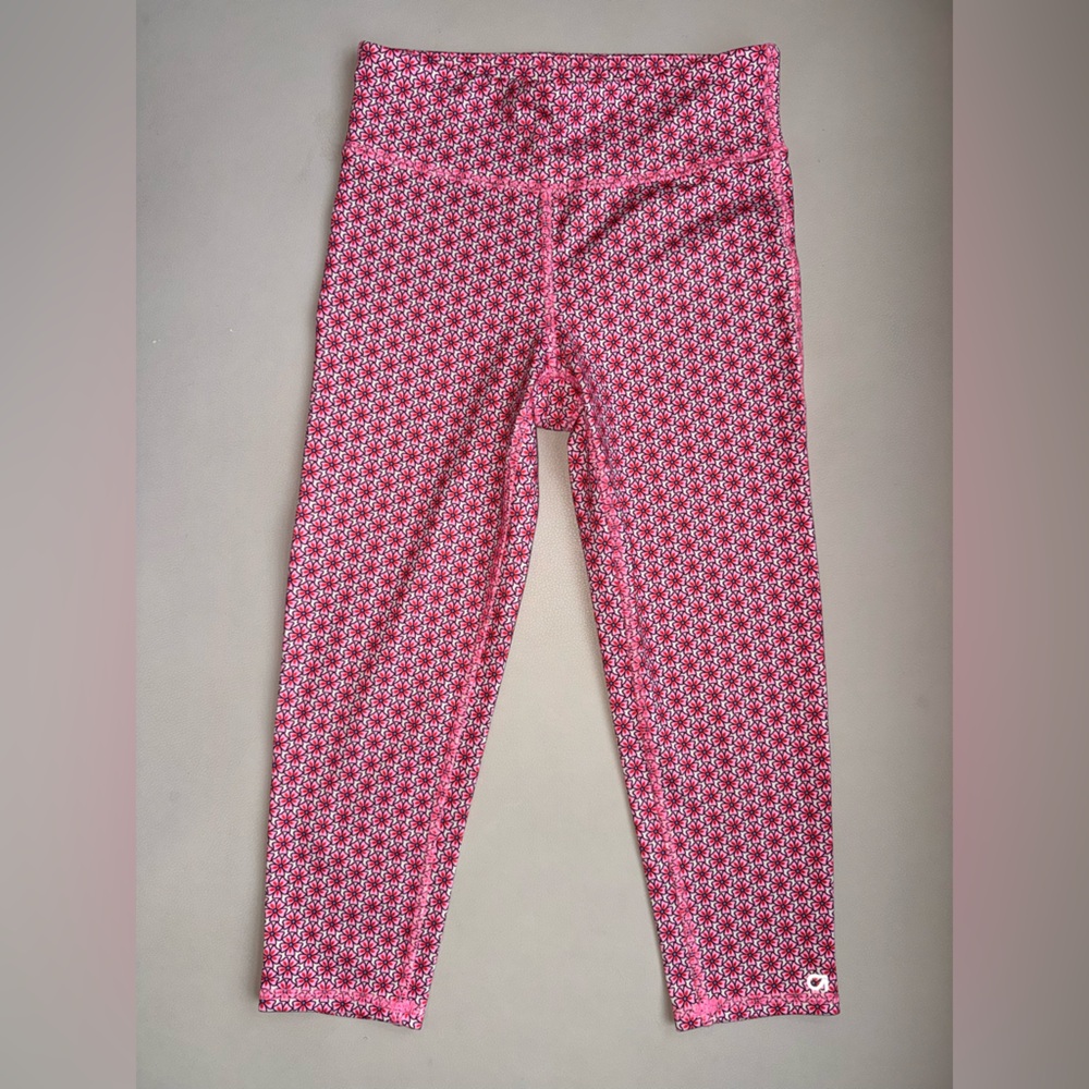 Pink Geometric Print Capri Leggings